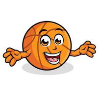 Basketball Cartoon Character Surprising Pose Happy Mascot Vector Illustration Clipart