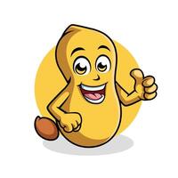 Peanut Cartoon Character Giving Thumb up Happy Mascot Vector Illustration