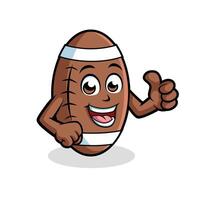 Rugby Ball Cartoon Character Giving Thumb up Happy Mascot Vector Illustration