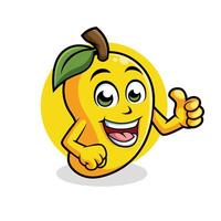 Mango Cartoon Character Giving Thumb up Happy Mascot Vector Illustration