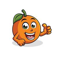 Orange Cartoon Character Giving Thumb up Happy Mascot Vector Illustration