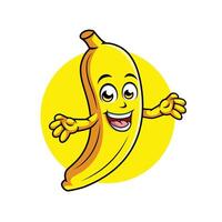 Banana Cartoon Character Surprising Pose Happy Mascot Vector Illustration Clipart