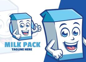 Cute Milk Packet Cartoon character mascot logo Giving Thumb up vector illustration