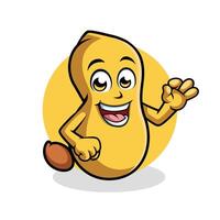 Peanut Cartoon Character Showing Ok Sign Happy Mascot Vector illustration Clipart