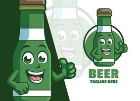 linda cerveza dibujos animados personaje mascota logo dando pulgar arriba vector ilustración