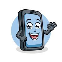 Smart Phone Cartoon Character Showing Ok Sign Happy Mascot Vector illustration Clipart