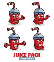 Juice Cartoon mascot character vector illustration set in differnt poses, thumb up, ok, surprise