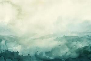 AI generated Serene Blue Watercolor Landscape Painting photo