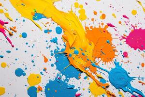 AI generated Vibrant Abstract Paint Splatter on Canvas photo