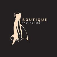 Dress woman logo design beauty fashion for boutique shop vector template