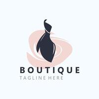 Dress woman logo design beauty fashion for boutique shop vector template