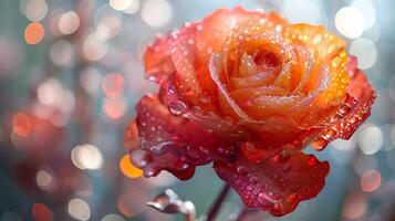 ai generado hermosa vistoso brilla Rosa flor en un blanco antecedentes foto