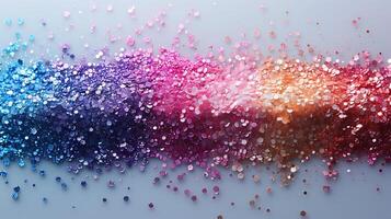 AI generated Colorful glitters on a white background photo