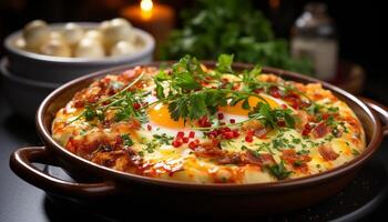 AI generated Freshness and healthy eating on a gourmet vegetarian meal generated by AI photo