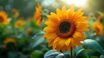 AI generated Beautiful sunflower flowers close up view photo