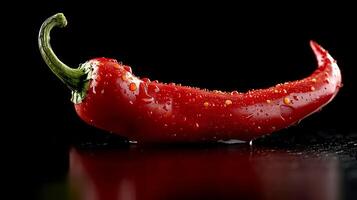 AI generated Fresh hot chili pepper on a black background photo