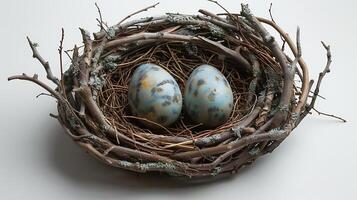 AI generated Birds nest on a white background photo