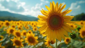 ai generado hermosa girasol flores cerca arriba ver foto