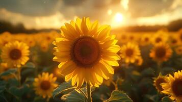 AI generated Beautiful sunflower flowers close up view photo