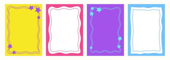 Group of empty hand drawn frames for text and pictures, collages, arts. Graphic design backgrounds. Vector illustration.