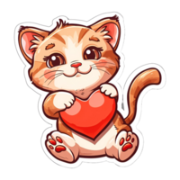 AI generated Animals hug love heart shape cartoon sticker style on transparent Background - Ai generated png