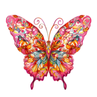 ai généré papillon cœur autocollant style sur transparent Contexte - ai généré png