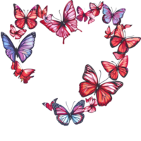 ai generado mariposa corazón pegatina estilo en transparente antecedentes - ai generado png