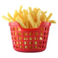 AI generated fries in a red basket against transparent Background png