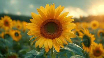 AI generated Beautiful sunflower flowers close up view photo