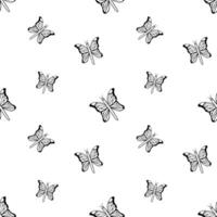 Black butterflies vector seamless pattern. Outline butterfly background, wallpaper, print, textile, fabric, wrapping paper, packaging design. Line art