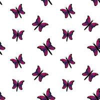 Purple butterflies vector seamless pattern. Outline butterfly background, wallpaper, print, textile, fabric, wrapping paper, packaging design. Line art