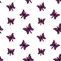 Purple butterflies vector seamless pattern. Outline butterfly background, wallpaper, print, textile, fabric, wrapping paper, packaging design. Line art