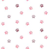 Pink footprint paws vector seamless pattern. Step, footstep, track background, wallpaper, print, textile, fabric, wrapping paper, packaging design