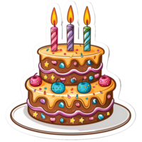 AI generated Birthday cake celebrations sticker style on transparent background - Ai generated png