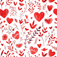 AI generated Love flowers hearts Seamless Pattern on transparent Background - Ai generated png