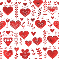 AI generated Love flowers hearts Seamless Pattern on transparent Background - Ai generated png