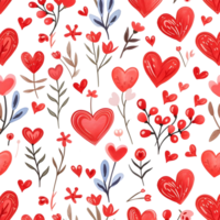 ai generado amor flores corazones sin costura modelo en transparente antecedentes - ai generado png