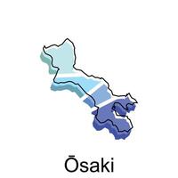 Map Japan Country With City of Osaki, Logo Design Outline template for your company vector