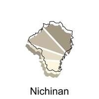 geométrico estilo color mapa ciudad de nichinan, adecuado para tu empresa vector