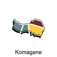 Colorful Map City of Komagane, Japan Map Country Geometric Simple Design template vector