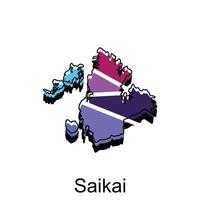 mapa Japón país con ciudad de saikai, logo diseño contorno modelo para tu empresa vector