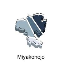 mapa Japón país con ciudad de miyakonojo, logo diseño contorno modelo para tu empresa vector