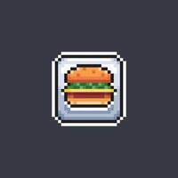 burger sign in pixel art style vector