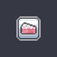 strawberry cake sign in pixel art style vector