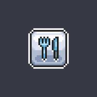 fork and knife sign in pixel art style vector