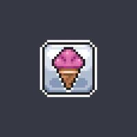 strawberry ice cream sign in pixel art style vector