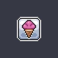 strawberry ice cream sign in pixel art style vector