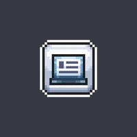 articles on laptop screen sign in pixel art style vector