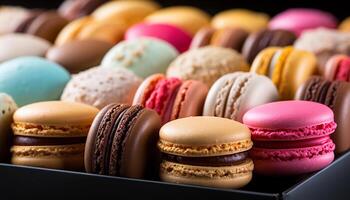 AI generated A colorful macaroon stack, a sweet French indulgence generated by AI photo