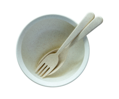 white bowl with spoon and fork png